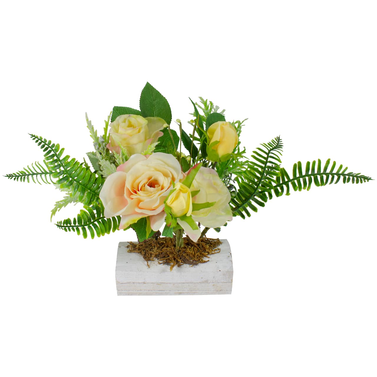 13" Ranunculus & Rose Floral Spring Wooden Statue Décor